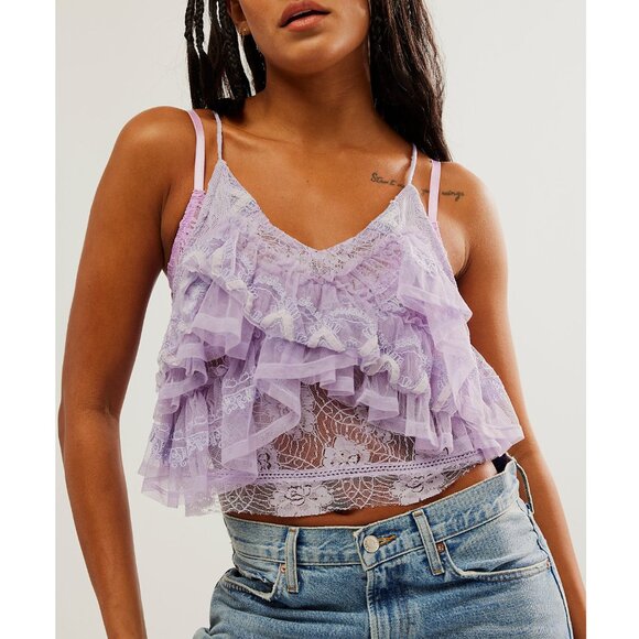 Free People Tops - XS - FREE PEOPLE - In The Clouds Lace Lilac Top Lavender NEW no tags